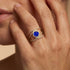 Solitaire Round Blue Sapphire Cocktail Diamond Ring - GeumJewels