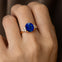 Trio Diamond Engagement Ring with Oval Cut Blue Sapphire - GeumJewels