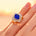 Oval Solitaire Blue Sapphire Baguette and Round Diamond Cocktail Ring - GeumJewels