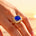 Vintage Style Square Cut Blue Sapphire Diamond Ring - GeumJewels