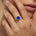Classic Round Halo Diamonds with Solitaire Blue Sapphire Engagement Ring - GeumJewels