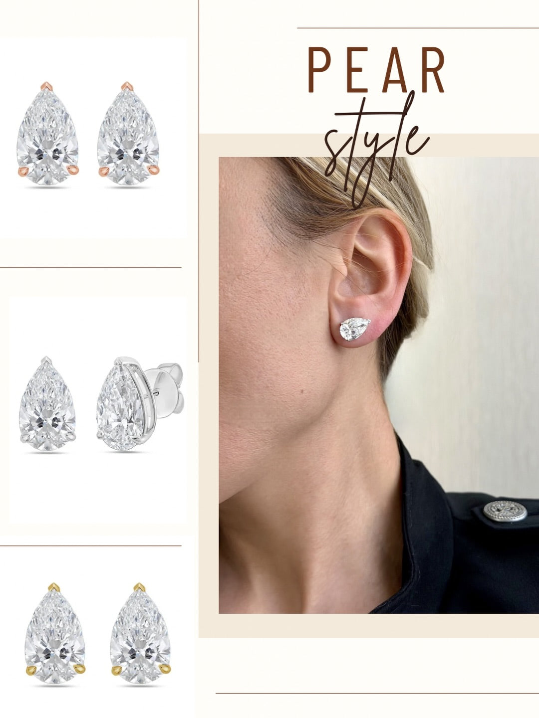 Pear Cut Lab Grown Diamond Stud Earrings – Celebrity-Inspired Elegance - GeumJewels