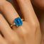 Emerald Cut Swiss Blue Topaz and Diamond Three Stone Ring - GeumJewels