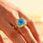 Vintage Style Square Cut Swiss Blue Topaz Diamond Ring - GeumJewels