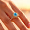Flower Inspired Cluster Diamond Oval Swiss Blue Topaz Engagement Ring - GeumJewels