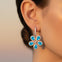 Pear Shaped Swiss Blue Topaz Flower Diamond Leverback Earrings - GeumJewels