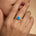 Classic Six Prong Round Solitaire Swiss Blue Topaz Ring with Accent Diamond Band - GeumJewels