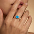 Classic Six Prong Round Solitaire Swiss Blue Topaz Ring with Accent Diamond Band - GeumJewels