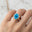 Vintage Love Inspired Oval Swiss Blue Topaz Halo Diamond Engagement Ring - GeumJewels
