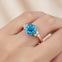 Trio Diamond Engagement Ring with Round Solitaire Swiss Blue Topaz - GeumJewels