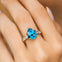 Pear Cut Swiss Blue Topaz with Graduated Diamonds Ring - GeumJewels