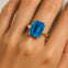 Emerald Shaped Swiss Blue Topaz with 3mm Accent Solitaire Engagement Ring - GeumJewels