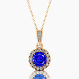 Dainty Round Solitaire Halo Diamond Tanzanite Pendant