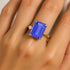 Emerald Shaped Tanzanite with 3mm Accent Solitaire Engagement Ring - GeumJewels