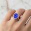 Vintage Love Inspired Oval Tanzanite Halo Diamond Engagement Ring - GeumJewels