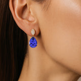 Illussion Set Diamond Earrings with Pear Cut Tanzanite - GeumJewels
