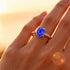 Oval Solitaire Tanzanite with Accent Diamonds Engagement Ring - GeumJewels
