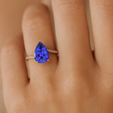 Twisted Up Down Band Pear Shaped Tanzanite Ring with Accent Diamonds - GeumJewels