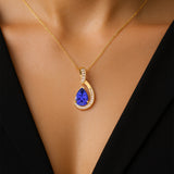 Designer Diamond Loop Pendant with Teardrop Shaped Tanzanite