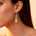 Spiral Diamond Pear Cut Yellow Sapphire Dangle Earrings - GeumJewels