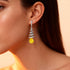 Spiral Diamond Pear Cut Yellow Sapphire Dangle Earrings - GeumJewels