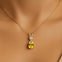 Yellow Sapphire Teardrop Pendant with Solitaire Diamond - GeumJewels