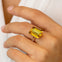 Emerald Cut Yellow Sapphire Split Shank Engagement Ring with Diamonds - GeumJewels
