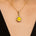 Classic Solitaire Round Yellow Sapphire Halo Diamond Dangle Pendant - GeumJewels