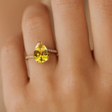 Twisted Up Down Band Pear Shaped Yellow Sapphire Ring with Accent Diamonds - GeumJewels