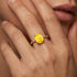Cushion Cut Yellow Sapphire Engagement Ring with Distant Diamond Band - GeumJewels