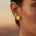 Cushion Cut Yellow Sapphire Halo Diamond Stud Earrings - GeumJewels