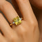 Emerald Cut Yellow Sapphire and Diamond Three Stone Ring - GeumJewels