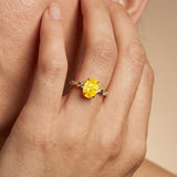 Oval Solitaire Yellow Sapphire Ring with Twisted Wire Diamond Band - GeumJewels