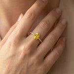 Oval Solitaire Yellow Sapphire with Accent Diamonds Engagement Ring - GeumJewels