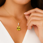 Illussion Set Diamond Pendant with Pear Cut Yellow Sapphire - GeumJewels