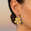 Pear Shaped Yellow Sapphire Flower Diamond Leverback Earrings - GeumJewels