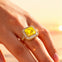 Vintage Style Square Cut Yellow Sapphire Diamond Ring - GeumJewels