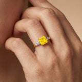 Princess Cut Yellow Sapphire Graduating Accent Diamond Ring