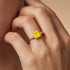 Princess Cut Yellow Sapphire Graduating Accent Diamond Ring - GeumJewels