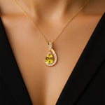 Designer Diamond Loop Pendant with Teardrop Shaped Yellow Sapphire - GeumJewels