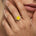Classic Round Halo Diamonds with Solitaire Yellow Sapphire Engagement Ring - GeumJewels