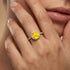 Classic Round Halo Diamonds with Solitaire Yellow Sapphire Engagement Ring - GeumJewels