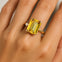 Emerald Shaped Yellow Sapphire with 3mm Accent Solitaire Engagement Ring - GeumJewels