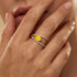 Fashionable V Shaped Diamond Ring with Pear Cut Yellow Sapphire - GeumJewels