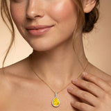 Yellow Sapphire Teardrop Pendant with Diamond Halo