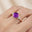Trio Diamond Engagement Ring with Round Solitaire Amethyst - GeumJewels