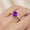 Trio Diamond Engagement Ring with Round Solitaire Amethyst - GeumJewels