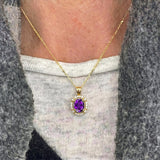 Vintage Style Oval Shaped Amethyst Halo Set with Diamond Accents