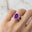 Vintage Love Inspired Oval Amethyst Halo Diamond Engagement Ring - GeumJewels