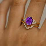 Amethyst Solitaire Ring with Stackable Diamond Band